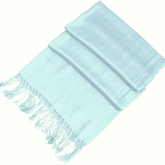 Women's Pale Blue Pashmina Wrap Beautiful Summer Shawl Spring Scarf EC - Picture 1 of 10
